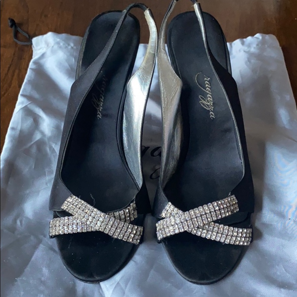 14;09 - Rhinestone Embellished Satin Sling-back Heels